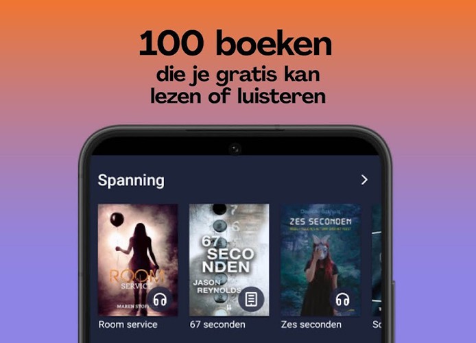 Screenshot van de LEES-app waarop verschillende boeken als e-book te zien zijn.